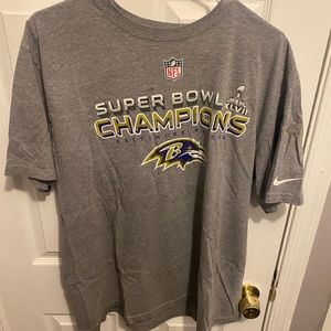Baltimore Ravens Nike drifit Super Bowl Champions t shirt grey size XL